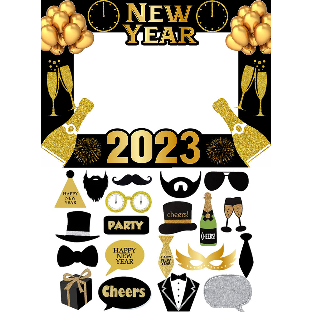New Year Party Selfie Photo Booth Frame & Props