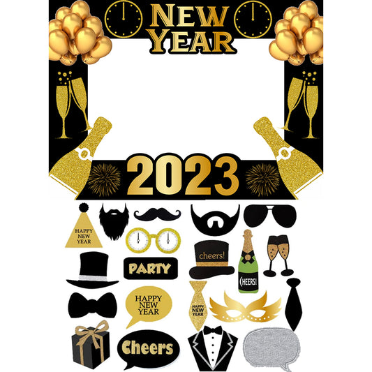 New Year Party Selfie Photo Booth Frame & Props