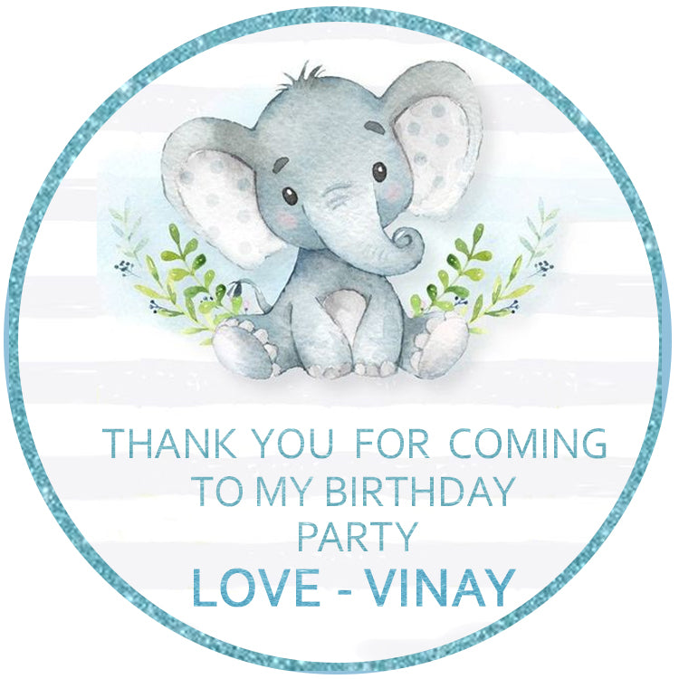 Elephant Theme Birthday Party Thank You Gift Tags