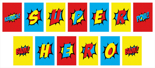 Super Hero Theme Birthday Party Banner for Decoration