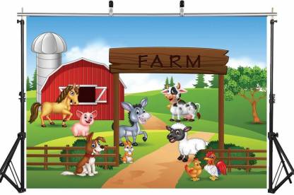 Farm Animals Theme Birthday Party Backdrop