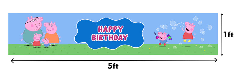 Peppa Pig Theme Birthday Long Banner for Decoration