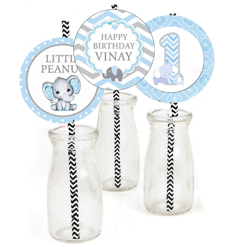 Elephant Theme Birthday Party Straws for Decoration