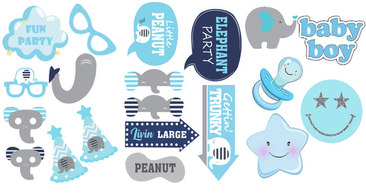 Elephant Theme Birthday Party Photo Booth Props Kit