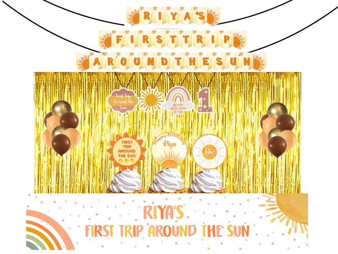 First Trip Around the Sun Theme Birthday Party Decoration Kit