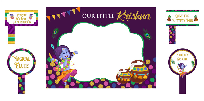 "Little Krishna "-Theme Party Selfie Photo Booth Picture Frame And Props