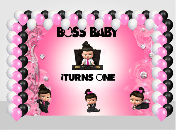 Boss Baby Girl Theme Birthday Party Decoration Kit with Backdrop & Balloons