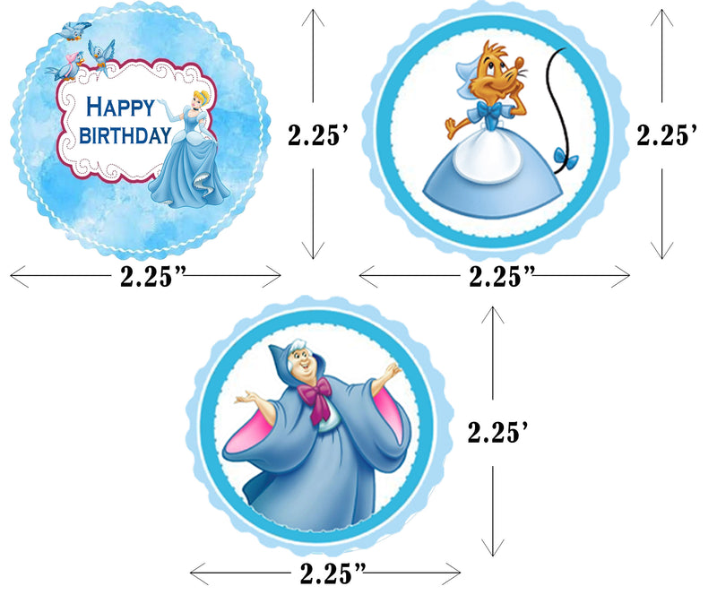 Cinderella Theme Birthday Party Cupcake Toppers