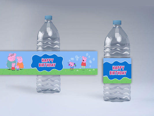 Peppa Pig Theme Water Bottle Labels