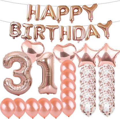 31th Birthday Decorations Party Supplies,Rose Gold Number 31 Balloons,31th Foil Balloons Latex Balloon Decoration,Great 31th Birthday Gifts for Girls