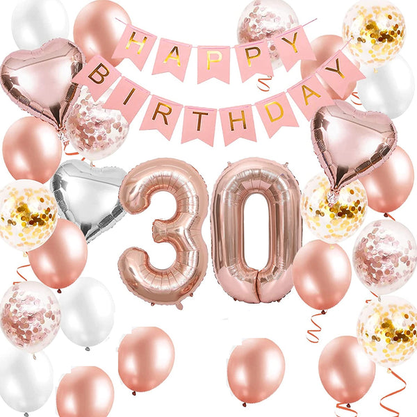 Rose Gold 30th Birthday Party Supplies for Women Birthday