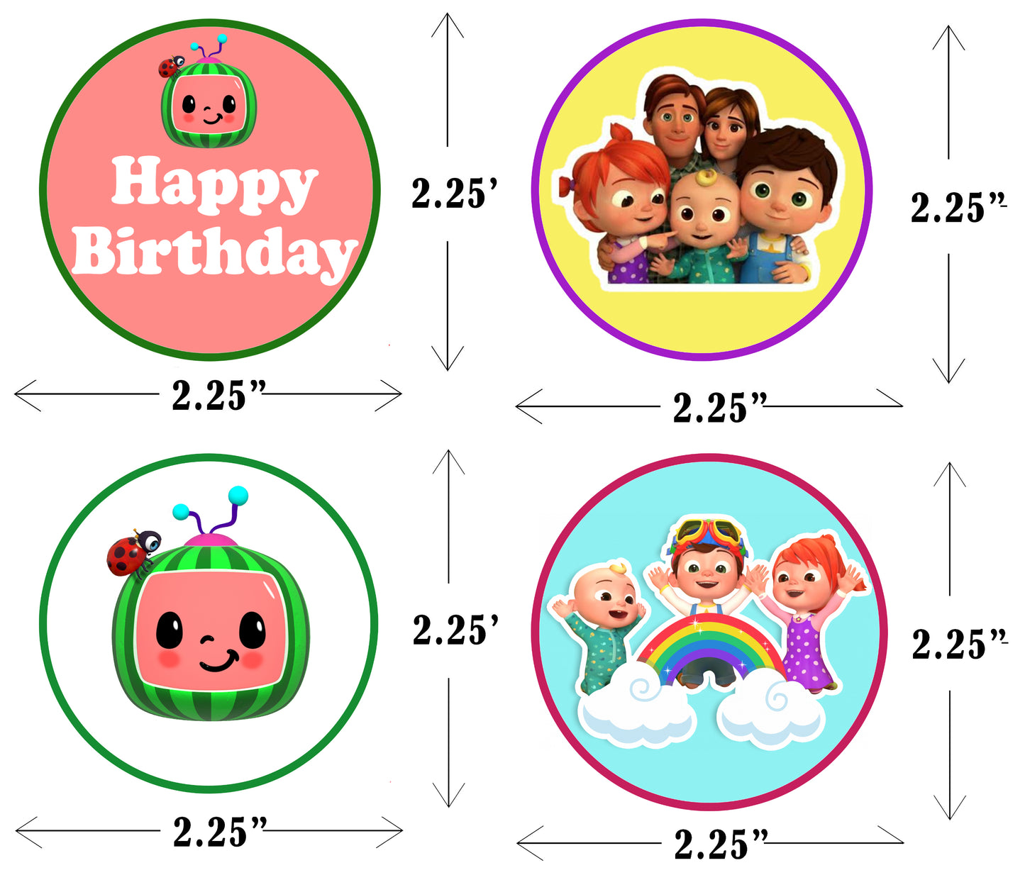 Cocomelon Theme Birthday Party Cupcake Toppers for Decoration