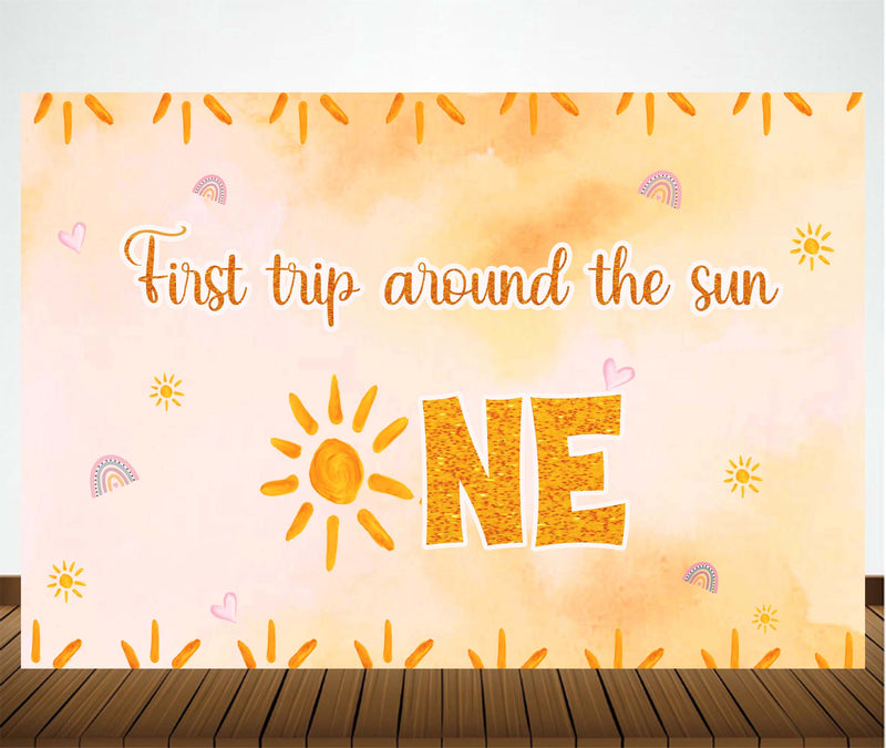 First Trip Around the Sun Theme Birthday Party Backdrop