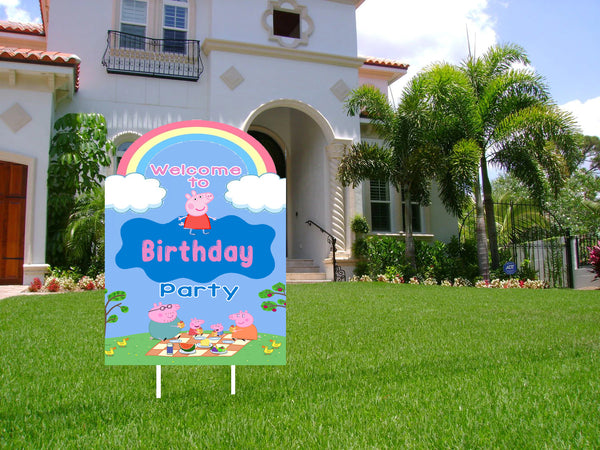 Peppa Pig Theme Birthday Party Welcome Board