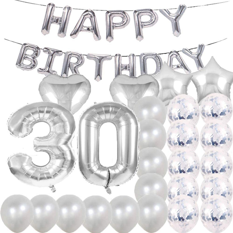 Silver 30th Birthday Decorations Party Supplies