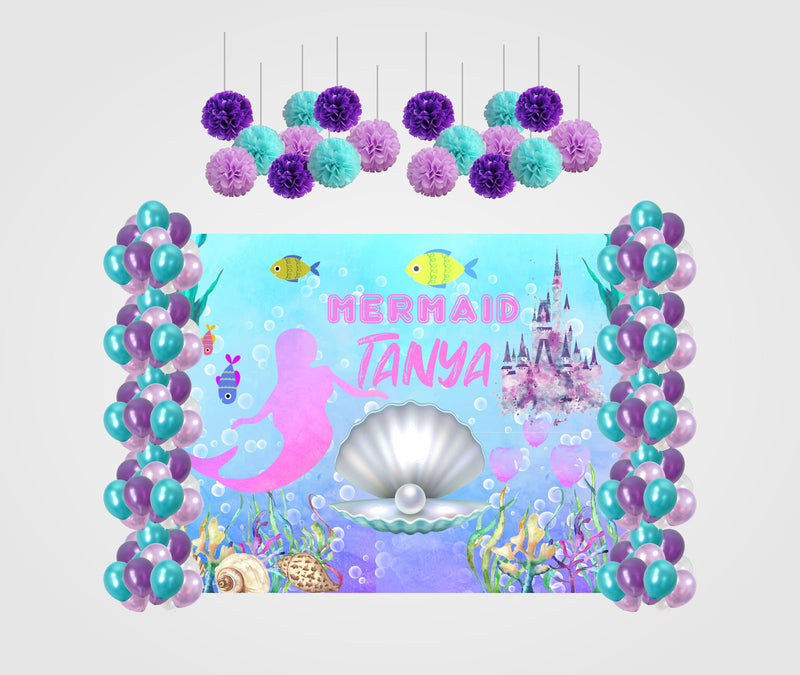Buy Mermaid Party Decoration Backdrop Kit
