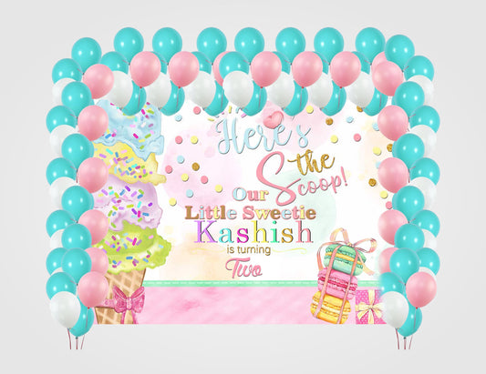 Two Sweet Theme Birthday Party Decoration Kit with Backdrop & Balloons