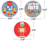 Robot Theme Birthday Party Cupcake Toppers