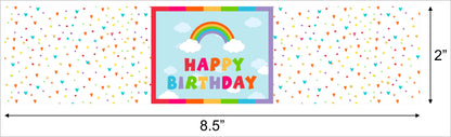 Rainbow Theme Birthday Party Water Bottle Labels  