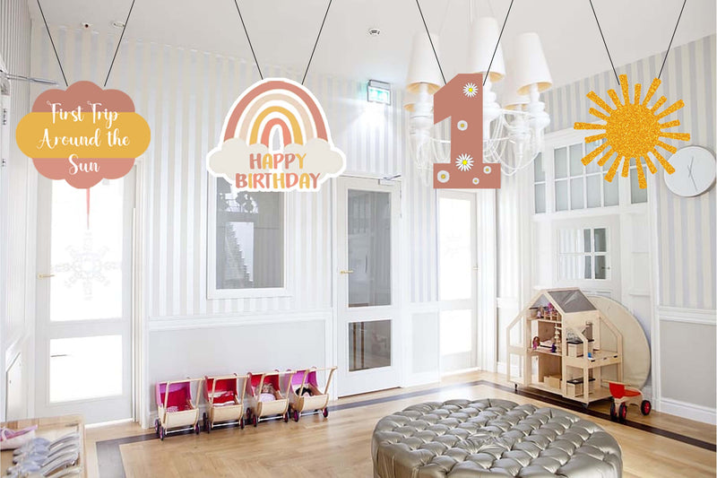 First Trip Around the Sun Theme Birthday Party Hangings