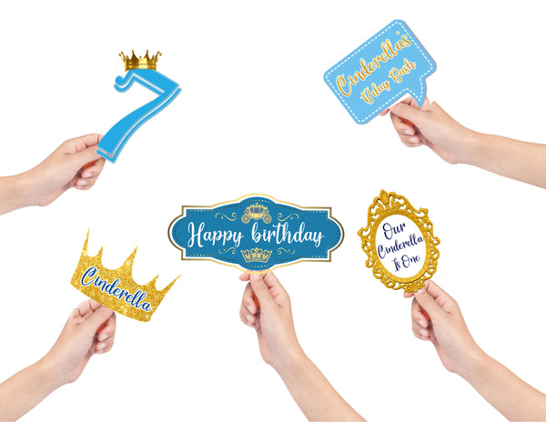 Cinderella Theme Birthday Party Photo Booth Props Kit