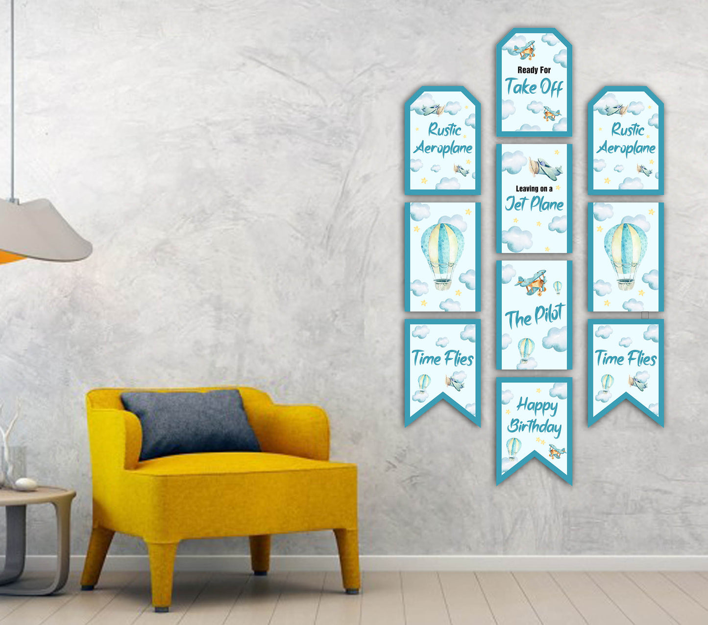 Airplane Theme Birthday Paper Door Banner for Wall Decoration