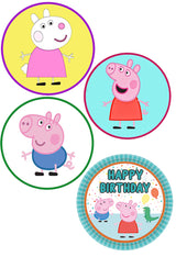 Peppa Pig Theme Birthday Party Cupcake Toppers for Decoration