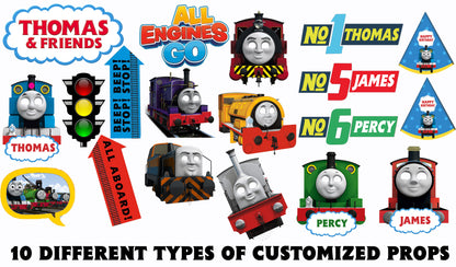 Thomas & Friends Theme Birthday Party Photo Booth Props Kit