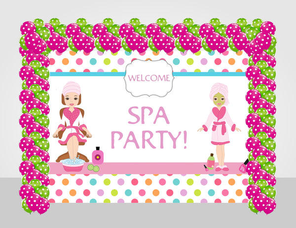 Spa Theme Birthday Party Decoration Kit with Backdrop & Balloons