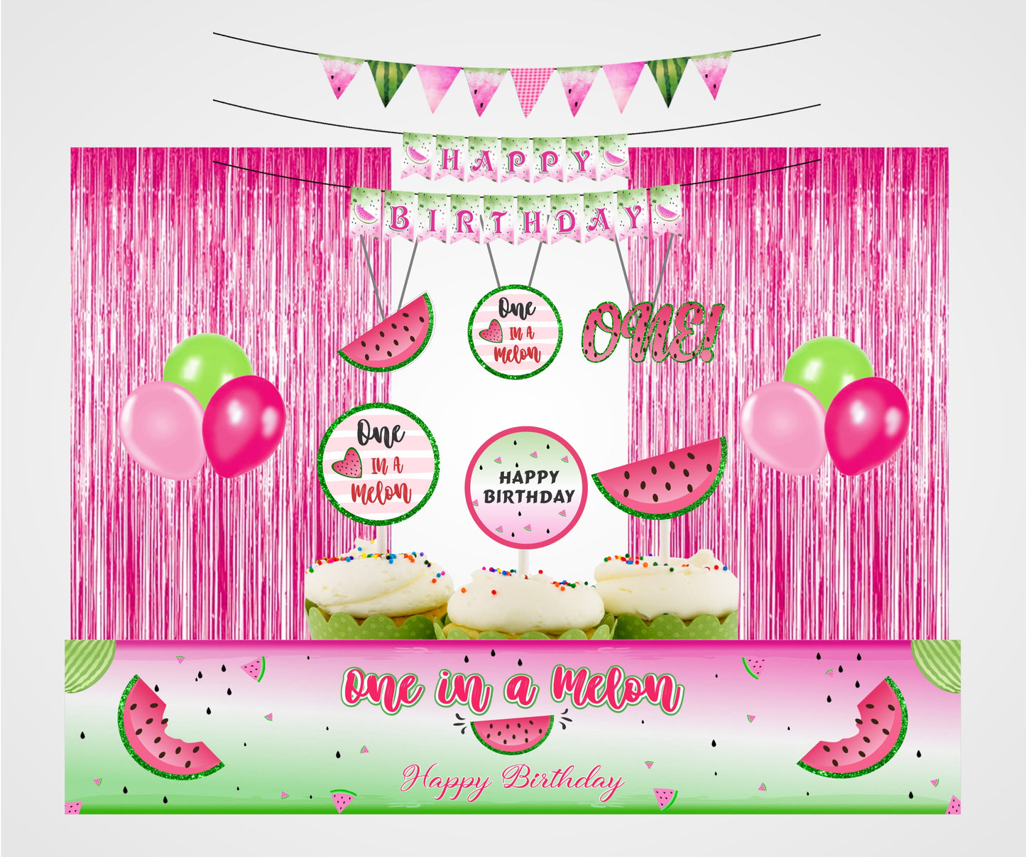 One In A Melon Theme Birthday Party Decoration Kit