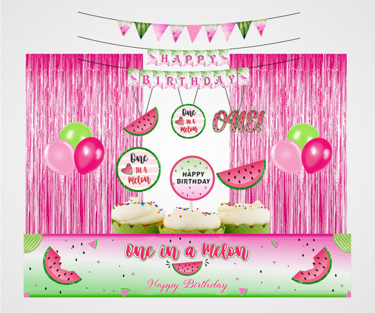 One In A Melon Theme Birthday Party Decoration Kit