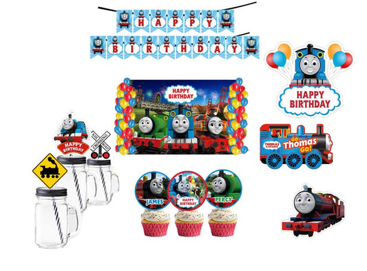 Thomas & Friends Theme Birthday Party Combo Kit with Backdrop & Decorations