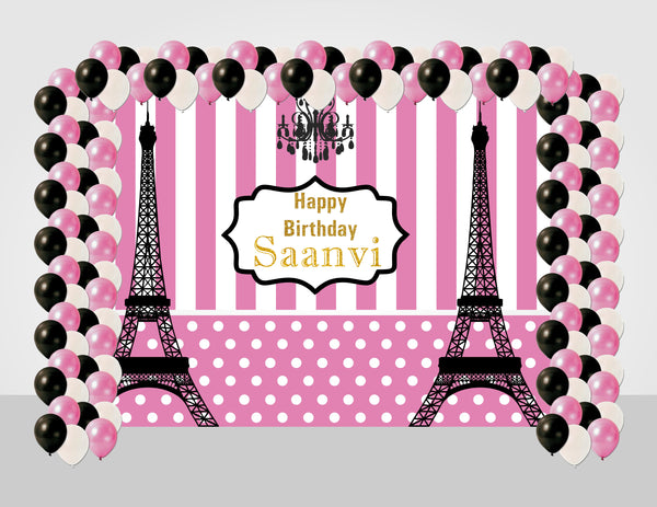 Oh La La Paris Theme Birthday Party Decoration Kit with Backdrop & Balloons