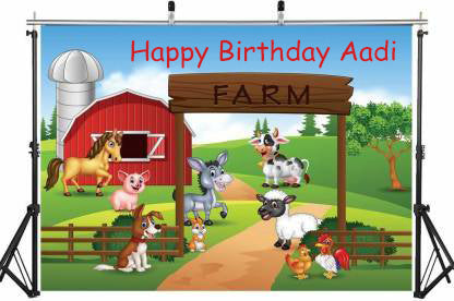 Farm Animals Theme Birthday Party Backdrop