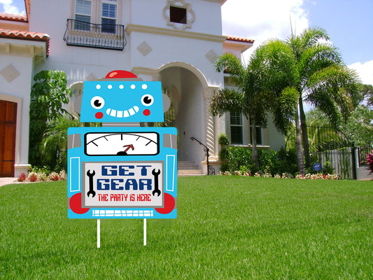 Robot Theme Birthday Party Welcome Board