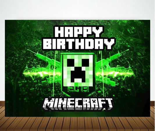 Minecraft Theme Birthday Party Backdrop