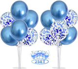 Balloons Stand KIT Table Decorations, 2 Set with 16 PCS Balloons and Confetti Balloons (Blue)