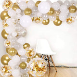 DIY Balloon Arch & Garland kit Gold Confetti & Silver & White Balloons for Bridal & Baby Shower, Wedding, Birthday, Graduation, Anniversary Party (Gold White)