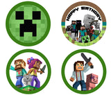 Minecraft Theme Birthday Party Cupcake Toppers