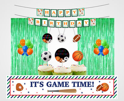 Sports  Theme Birthday Complete Party Kit with Backdrop & Decorations