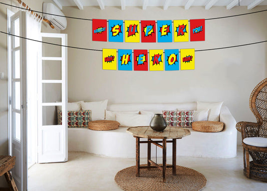 Super Hero Theme Birthday Party Banner for Decoration