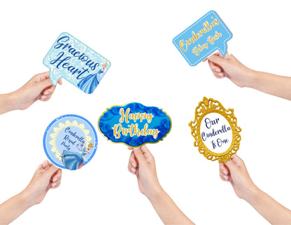 Cinderella Theme Birthday Party Photo Booth Props Kit