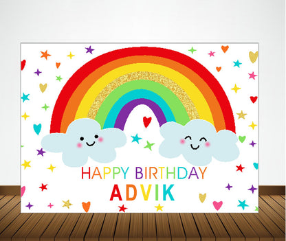 Rainbow Theme Birthday Party Backdrop 