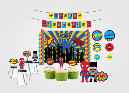 Super Hero Theme Birthday Complete Party Set