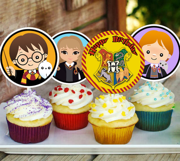 Harry Potter Theme Birthday Party Cupcake Toppers for Decoration