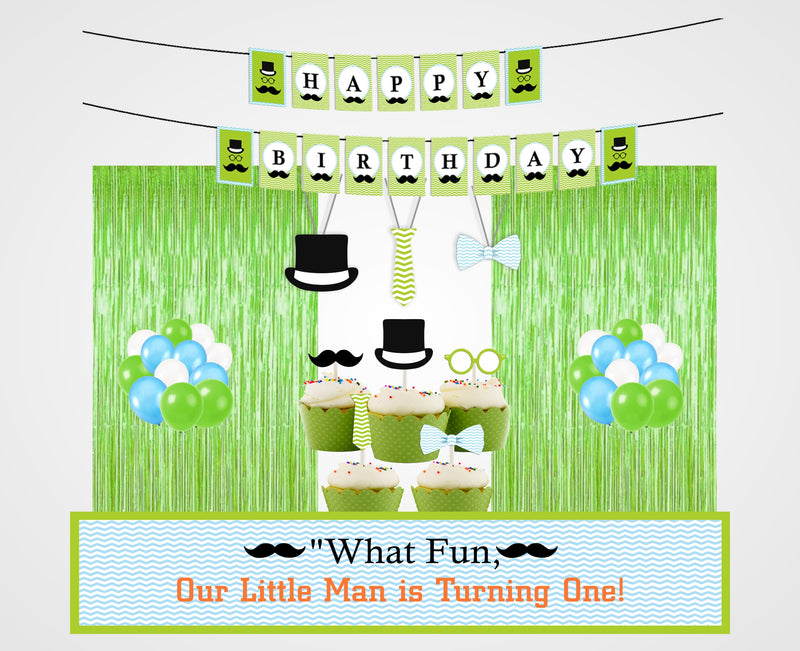 Little Man Theme Birthday Party Decoration Kit
