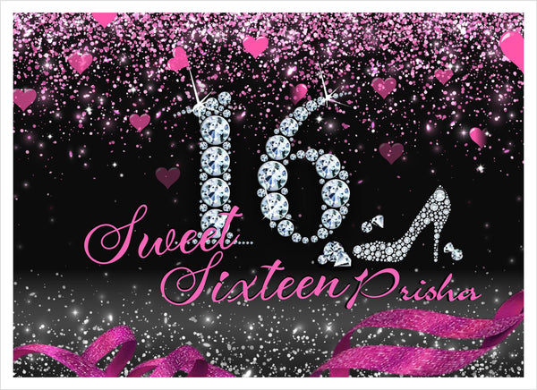 Personalize 16th Birthday Pink Party Backdrop Banner
