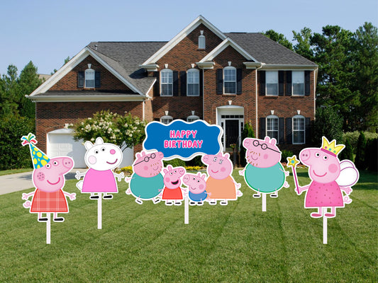 Peppa Pig Theme Birthday Party Cutouts