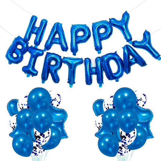 16 Inch Birthday Banner Balloon Letter Foil Party Decoration Bunting 18 Inch Star Heart Foil Latex Balloons Helium Confetti Balloons for Wedding Anniversaries blue