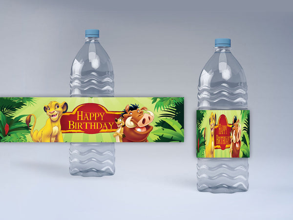 The Lion King Theme Birthday Party Water Bottle Labels